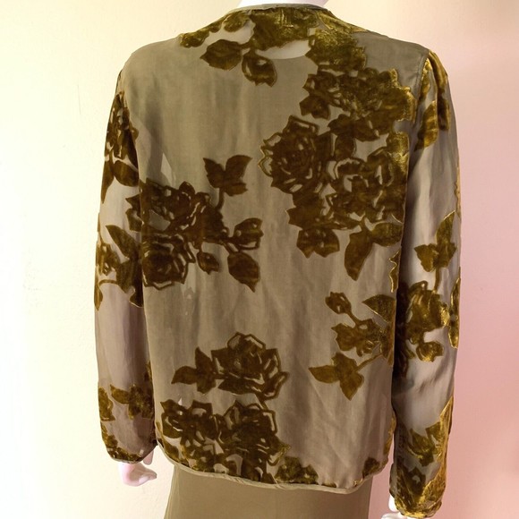 Citron Santa Monica Olive Green 2 Piece Set S Maxi Dress Velvet Burnout Jacket - Picture 5 of 13